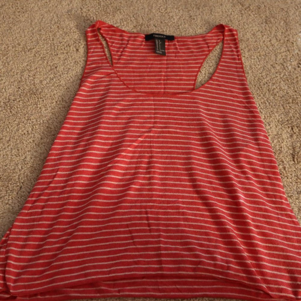 Red and White Striped Tank Top